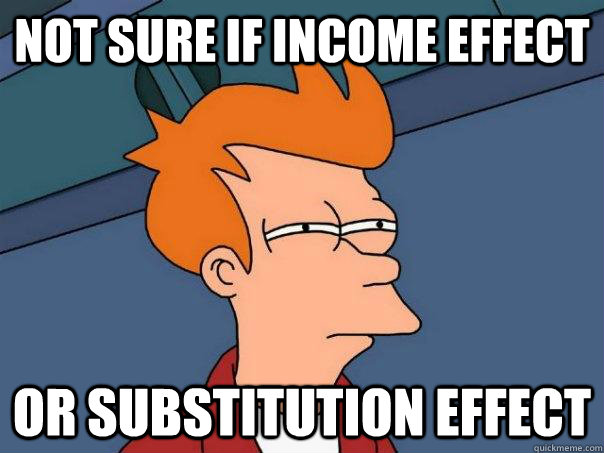 Not sure if Income Effect or Substitution effect  Futurama Fry