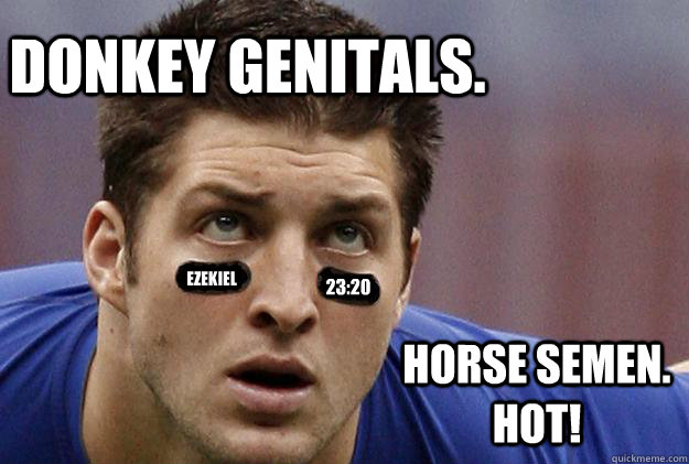 Donkey Genitals. Ezekiel 23:20 Horse semen. Hot!  