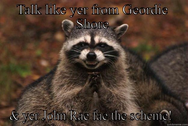 TALK LIKE YER FROM GEORDIE SHORE & YER JOHN RAE FAE THE SCHEME!  Evil Plotting Raccoon