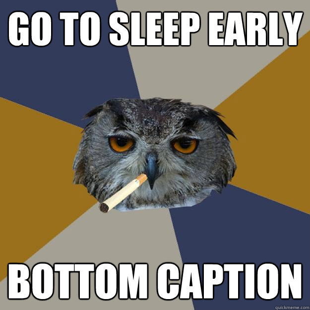 go to sleep early Bottom caption  Art Student Owl