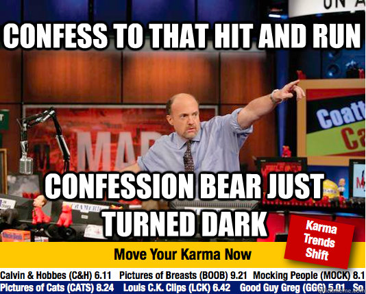 Confess to that hit and run Confession bear just turned dark  Mad Karma with Jim Cramer