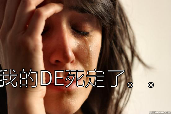  我的DE死定了。。 First World Problems