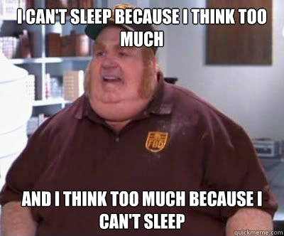 I can't sleep because i think too much And I think too much because i can't sleep  Fat Bastard