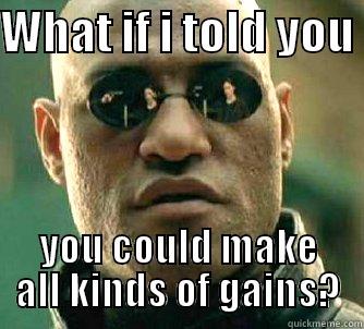 WHAT IF I TOLD YOU  YOU COULD MAKE ALL KINDS OF GAINS? Matrix Morpheus