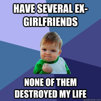 Have several ex-girlfriends none of them destroyed my life  Success Kid