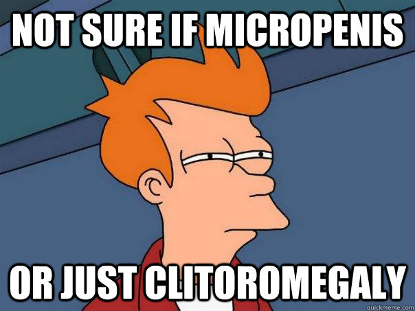 Not sure if micropenis or just clitoromegaly  Futurama Fry