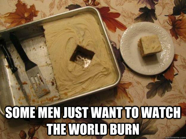 Some men just want to watch the world burn - Some men just want to watch the world burn  Irregular Cake Slice