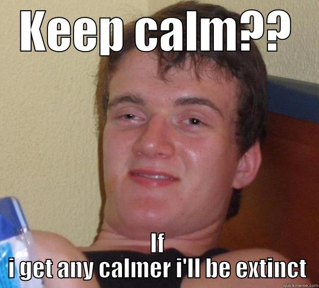 Keep calm?? - KEEP CALM?? IF I GET ANY CALMER I'LL BE EXTINCT 10 Guy