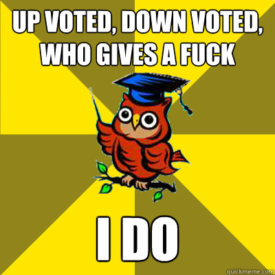 Up voted, Down voted, who gives a fuck I do - Up voted, Down voted, who gives a fuck I do  Observational Owl