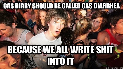 CAS Diary should be called Cas Diarrhea Because we all write shit into it   Sudden Clarity Clarence