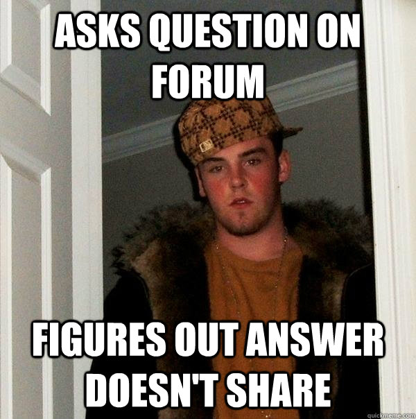 Asks question on forum figures out answer doesn't share  Scumbag Steve