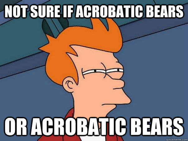 Not sure if acrobatic bears or acrobatic bears  Futurama Fry