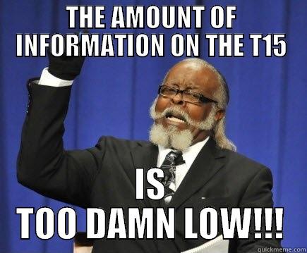 THE AMOUNT OF INFORMATION ON THE T15 IS TOO DAMN LOW!!! Too Damn High