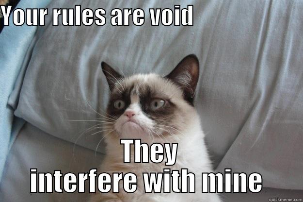 djojojjjojoj grumps - YOUR RULES ARE VOID                          THEY INTERFERE WITH MINE  Grumpy Cat