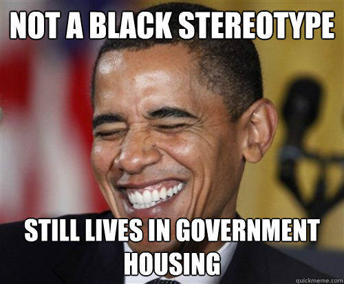 NOT A BLACK STEREOTYPE Still Lives in government housing  