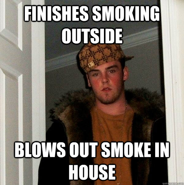 FINISHES SMOKING OUTSIDE BLOWS OUT SMOKE IN HOUSE  Scumbag Steve