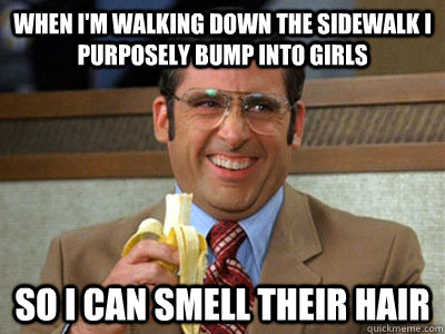 When I'm walking down the sidewalk I purposely bump into girls so i can smell their hair - When I'm walking down the sidewalk I purposely bump into girls so i can smell their hair  Brick Tamland