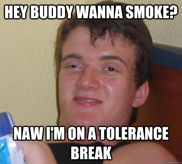 Hey buddy wanna smoke? Naw I'm on a tolerance break - Hey buddy wanna smoke? Naw I'm on a tolerance break  10 Guy