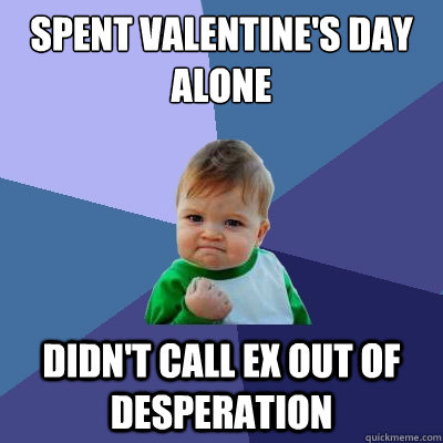 spent valentine's day alone didn't call ex out of desperation  Success Kid