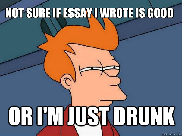 Not sure if essay I wrote is good or I'm just drunk  Futurama Fry