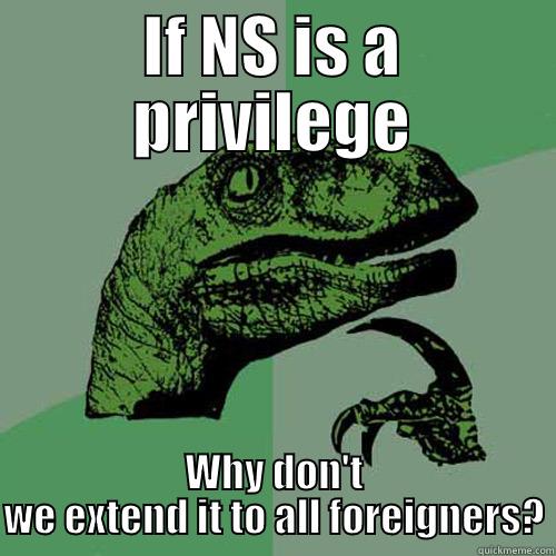 NS for sinkies - IF NS IS A PRIVILEGE WHY DON'T WE EXTEND IT TO ALL FOREIGNERS? Philosoraptor