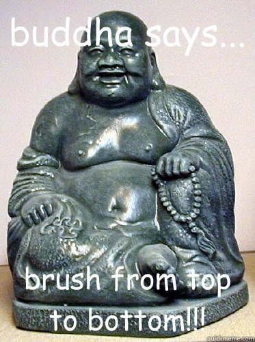 buddha says... brush from top to bottom!!!  ADVICE BUDDHA