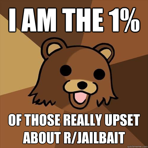 I am the 1% of those really upset about r/jailbait  Pedobear