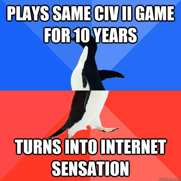 Plays same Civ II Game for 10 years turns into internet sensation  Socially Awkward Awesome Penguin