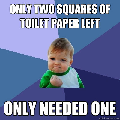 only two squares of toilet paper left only needed one  Success Kid