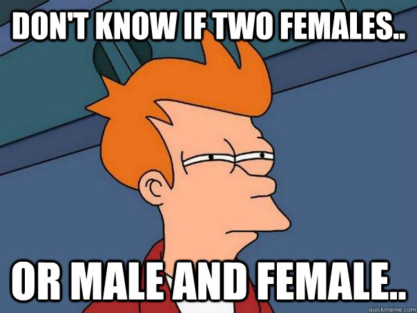 Don't know if two females.. Or Male and Female..  Futurama Fry