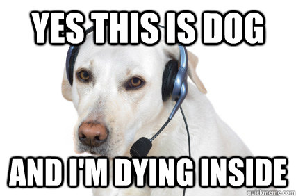 yes this is dog and i'm dying inside  Telemarketer Dog