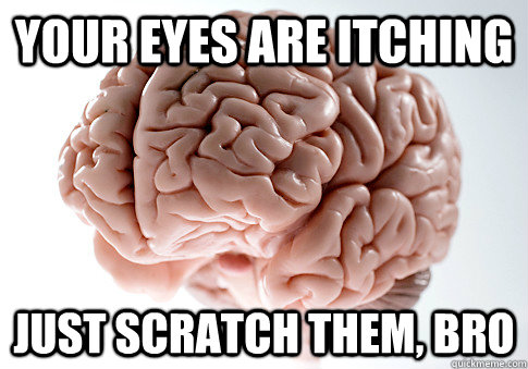 Your eyes are itching Just scratch them, bro - Your eyes are itching Just scratch them, bro  Scumbag Brain