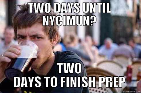 TWO DAYS UNTIL NYCIMUN? TWO DAYS TO FINISH PREP Lazy College Senior