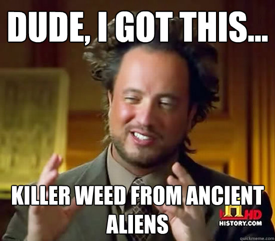 dude, i got this... killer weed from ancient aliens  Ancient Aliens