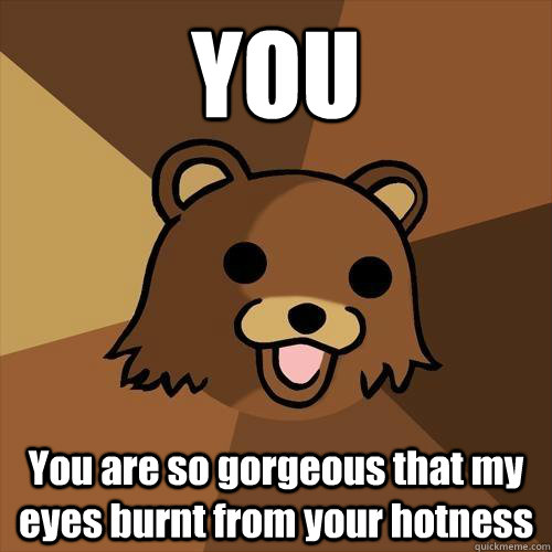 YOU You are so gorgeous that my eyes burnt from your hotness  Pedobear