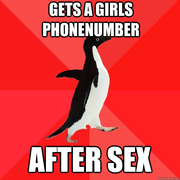 gets a girls Phonenumber After sex  Socially Awesome Penguin