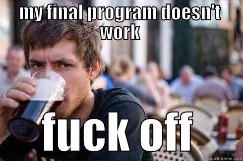 MY FINAL PROGRAM DOESN'T WORK FUCK OFF Lazy College Senior