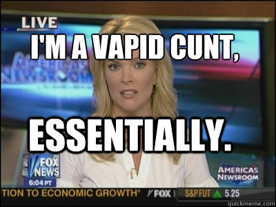 I'm a vapid cunt,  essentially.  Megyn Kelly