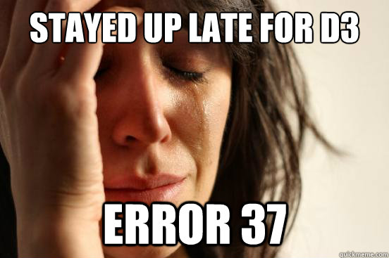 Stayed up Late for D3 Error 37  First World Problems