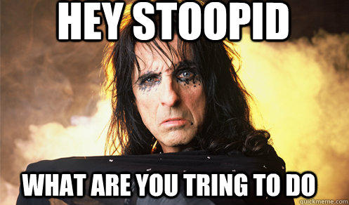 hey stoopid what are you tring to do  confused alice cooper