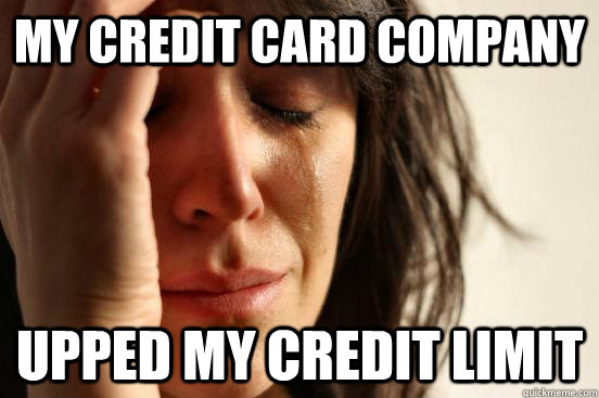 my credit card company upped my credit limit - my credit card company upped my credit limit  First World Problems