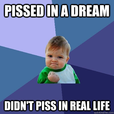 Pissed in a dream Didn't piss in real life  Success Kid