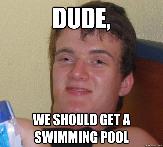 Dude, we should get a swimming pool  10 Guy