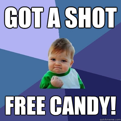 Got a shot free candy!  Success Kid