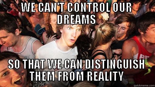 WE CAN'T CONTROL OUR DREAMS SO THAT WE CAN DISTINGUISH THEM FROM REALITY Sudden Clarity Clarence