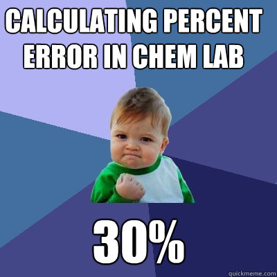 calculating percent error in chem lab 30%  Success Kid