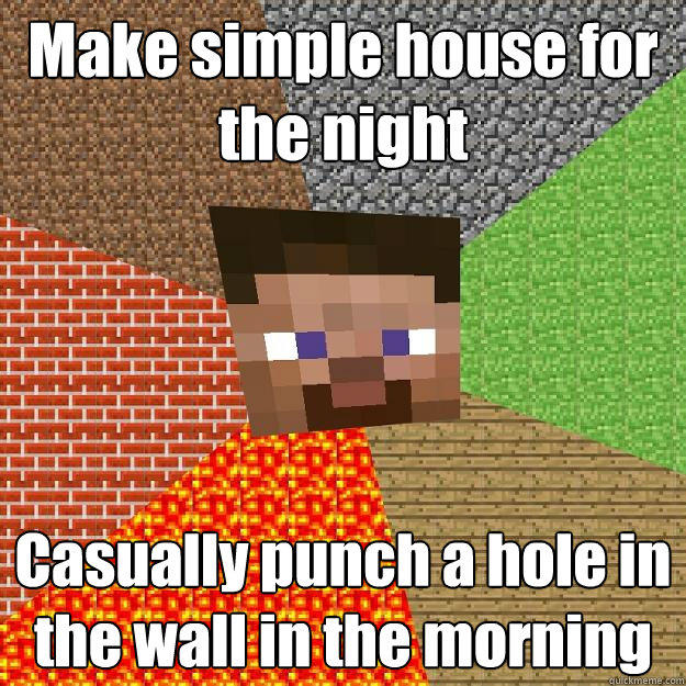 Make simple house for the night Casually punch a hole in the wall in the morning  