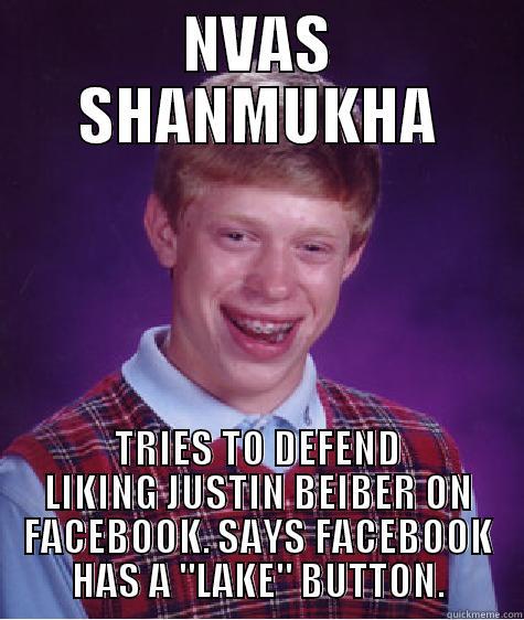 NVAS SHANMUKHA TRIES TO DEFEND LIKING JUSTIN BEIBER ON FACEBOOK. SAYS FACEBOOK HAS A 