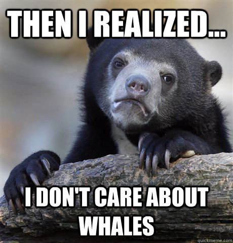 Then I realized... I don't care about whales  Confession Bear