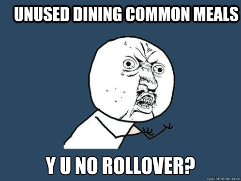 Unused dining common meals Y U NO ROLLOVER?  Y U No